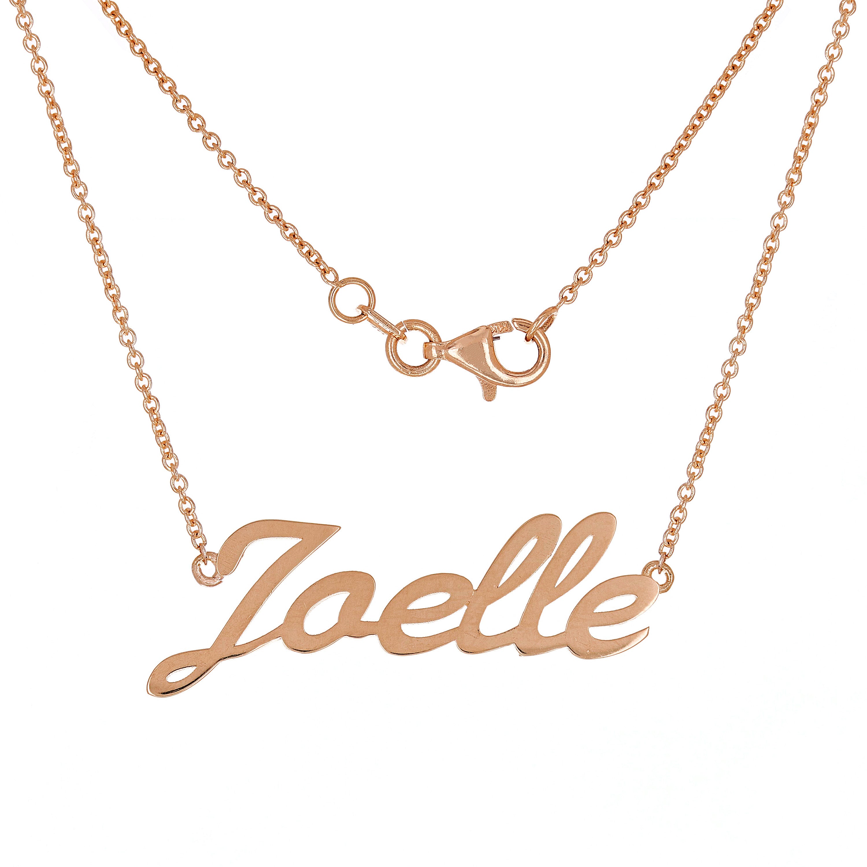 14k Rose Gold Personalized Script Name Plate Pendant Necklace Adj.16-20" Chain