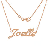 14k Rose Gold Personalized Script Name Plate Pendant Necklace Adj.16-20" Chain
