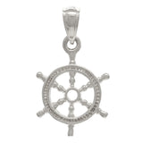14K White Gold Solid 3D Ships Wheel Charm Pendant 19mm x 13.9mm 1.9 grams - White