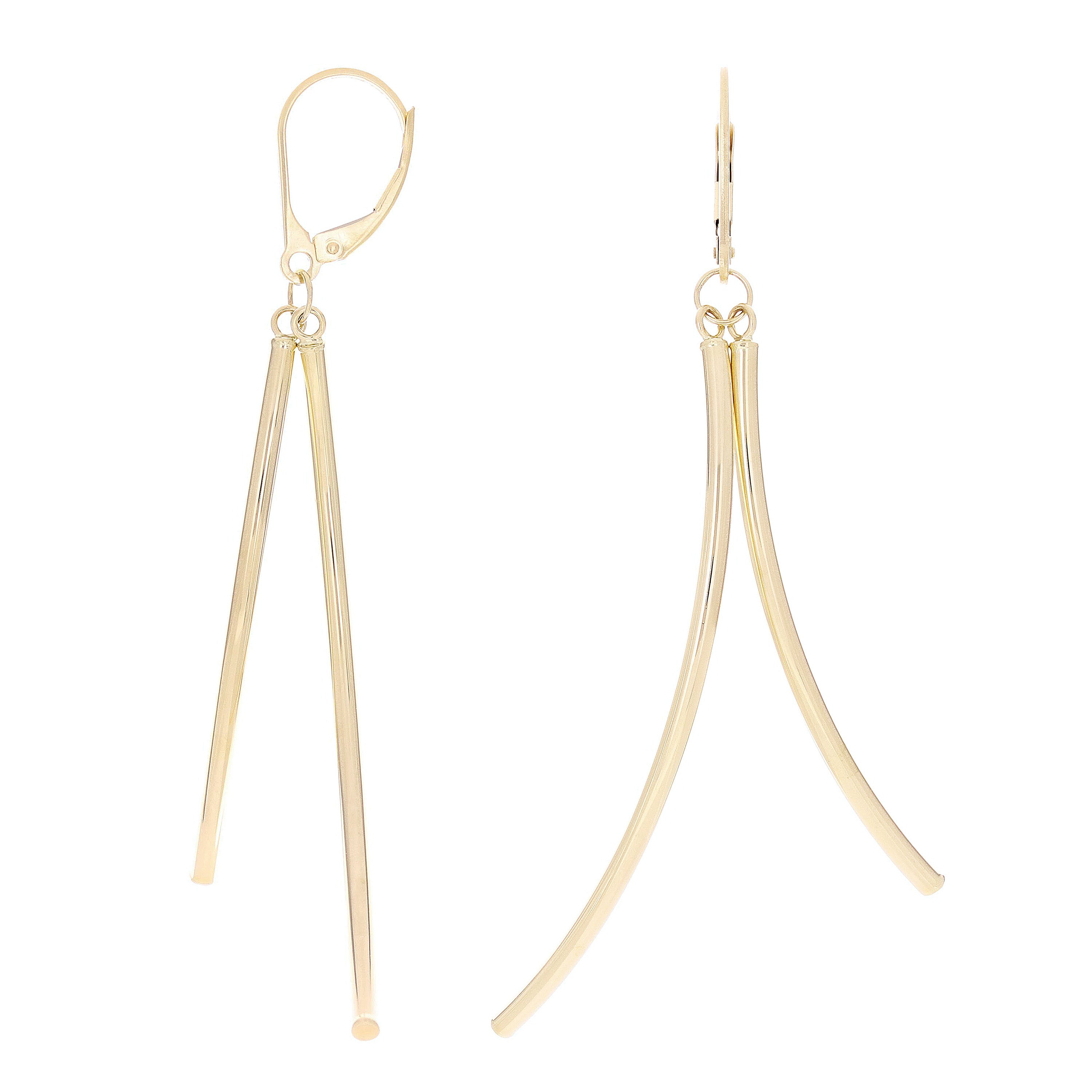 Italian 14k Yellow Gold Polished Infinity Dangle Earrings 2.7"