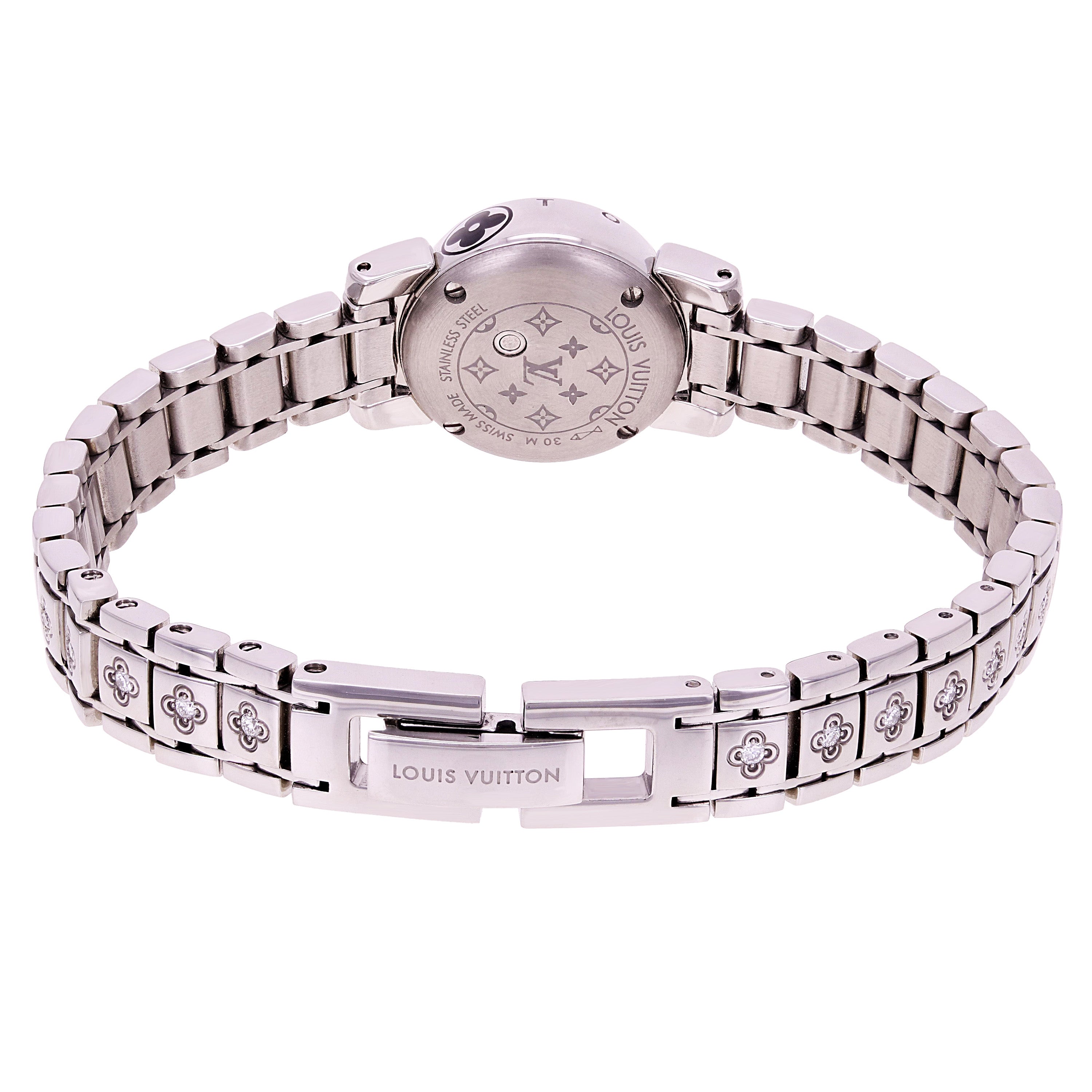Louis Vuitton Ladies Tambour Bijou Stainless Steel and Factory Diamonds Quartz