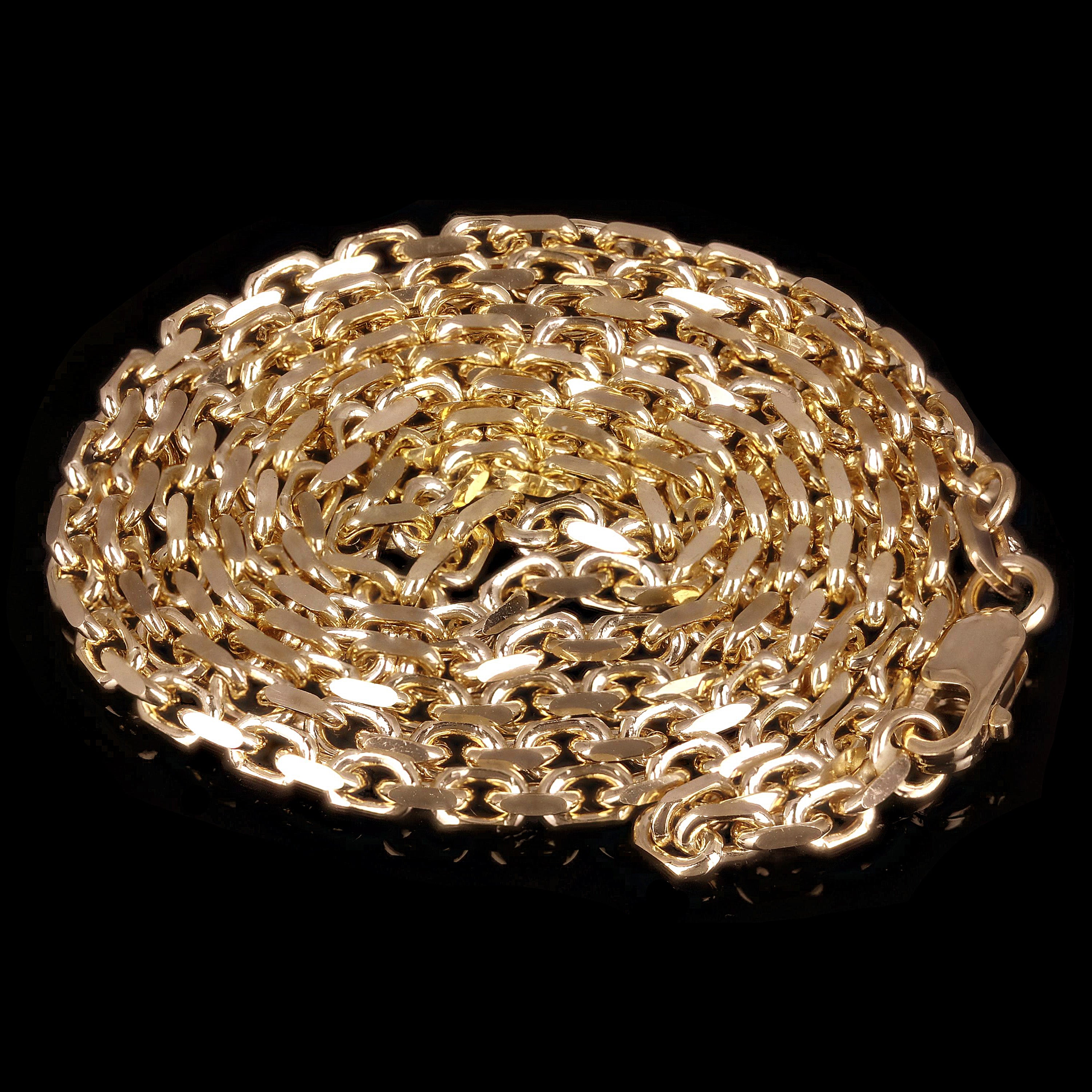 Italian 14k Yellow Gold Solid Anchor Link Cable Chain Necklace 18" 2.2mm 9 grams - 18" 9 grams