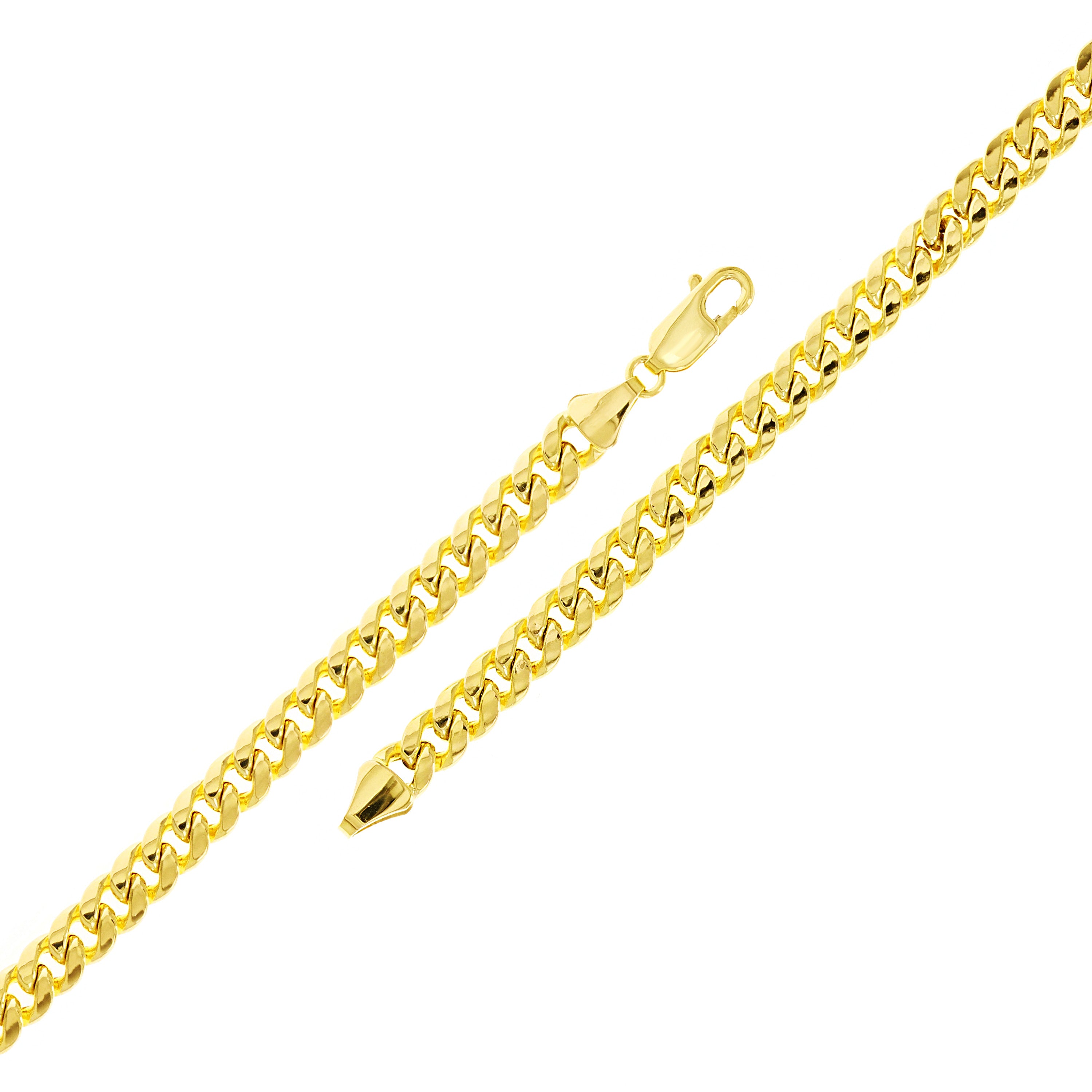 Italian 10k Yellow Gold Semi-Solid Miami Cuban Chain Bracelet 8" 5.3mm 5.8 grams - 8" 6.3 grams
