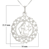 14k White Gold Zodiac Sign Virgo Pendant Necklace 18" - Virgo,White