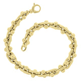 Italian 14k Yellow Gold Hollow Oval Ball Bead Links Bracelet 8" 7mm 12 grams