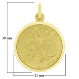 Italian 14k Yellow Gold Round Saint Michael Medal Charm Pendant 1.2" 5.2 grams
