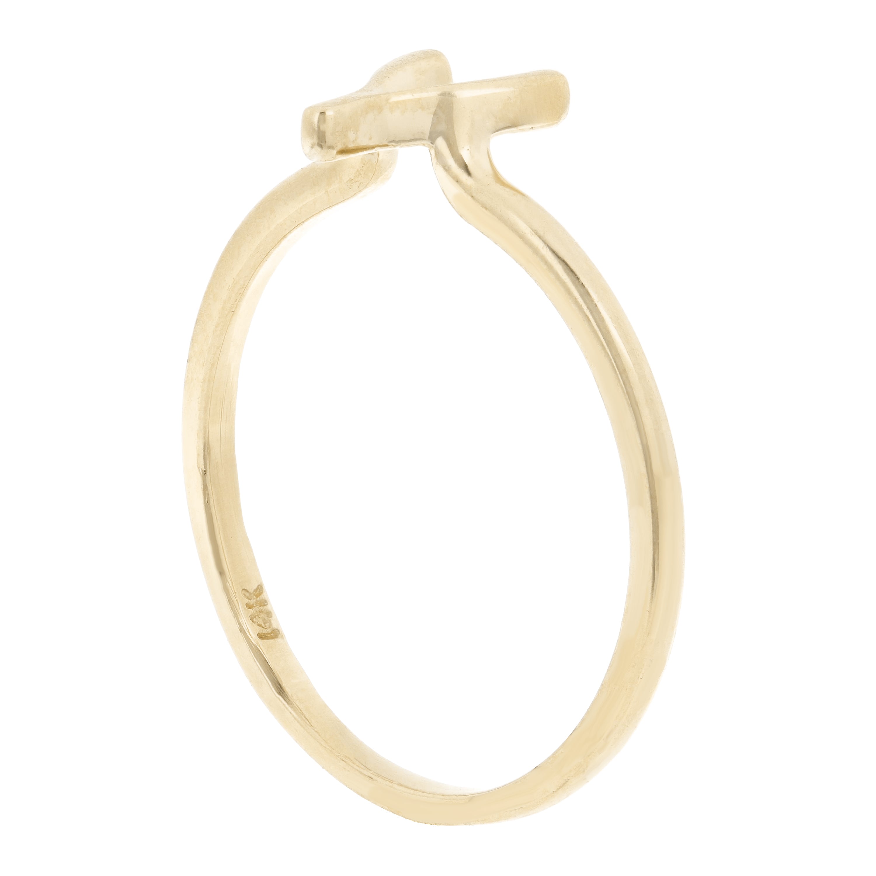 14k Yellow Gold Lucky Wishbone Ring Stackable Size 7 1.5 grams - Yellow