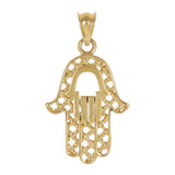 Italian 14k Yellow Gold Hamsa Hand of Fatima Charm Pendant 1" 1.6 grams