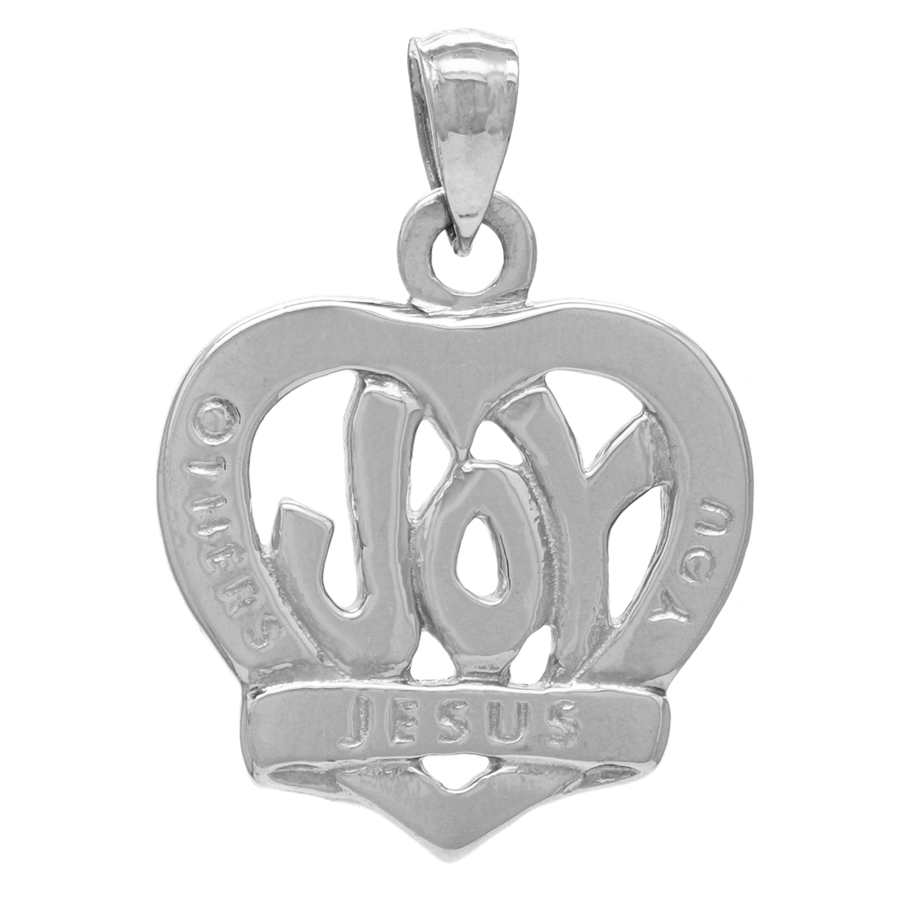 14k White Gold OTHERS YOU JESUS JOY Heart Religious Charm Pendant 4.4grams - White