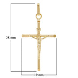 Italian 14k Yellow Gold Hollow INRI Jesus Crucifix Cross Pendant 1.5" 1.3 grams