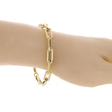 Italian 14k Yellow Gold Hollow Rope Paper Clip Link Bracelet 7.5" 6.3mm 5 grams