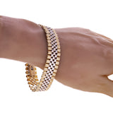 Italian TwoTone 14k Yellow & White Gold Watch Link Bracelet 8" 15.2mm 35.4 grams - Yellow and White 8"