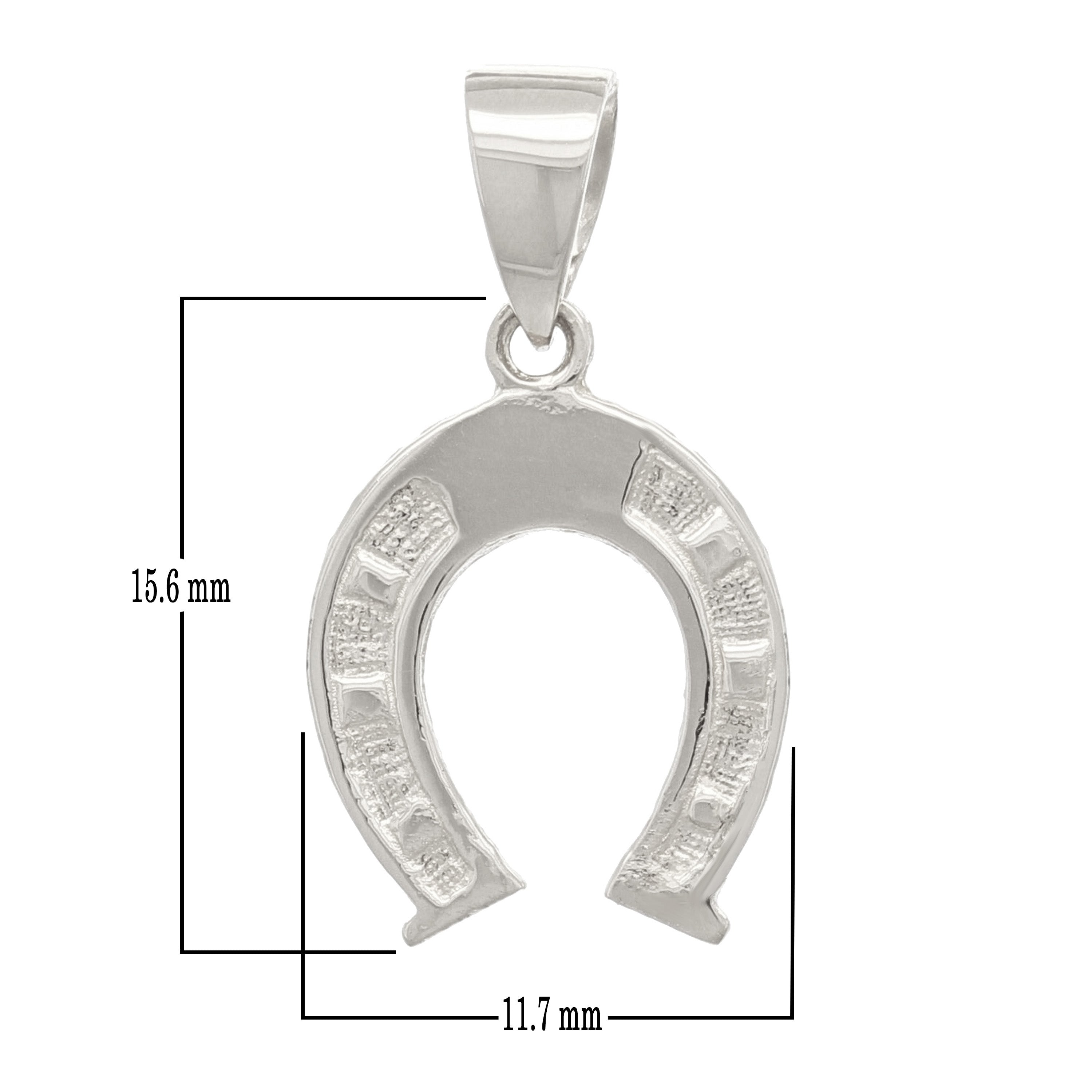 14k White Gold Solid Small Horse Shoe Charm Pendant 0.9 grams - White