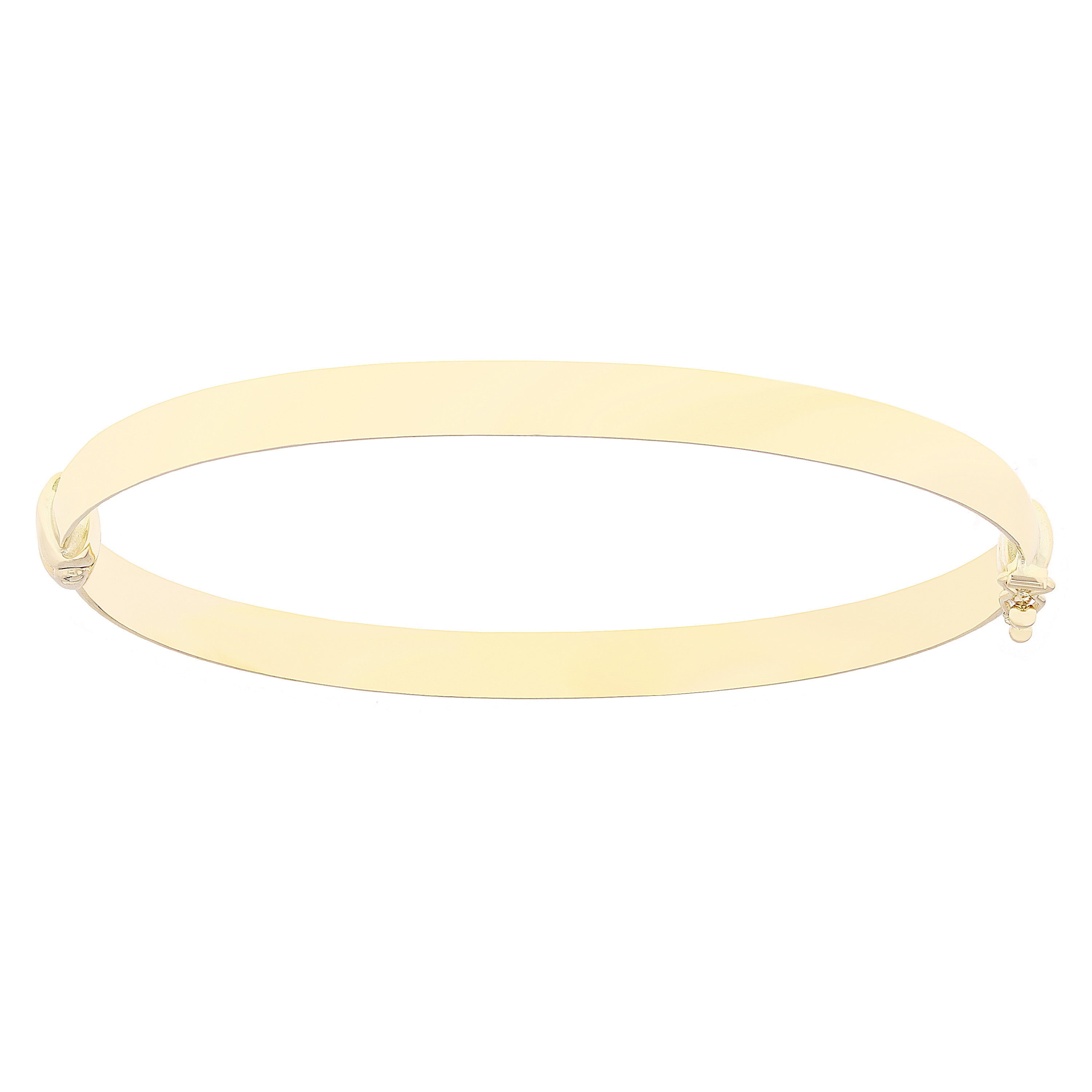 Italian 14k Yellow Gold Polished Rounded Hollow Bangle Bracelet 7" 5mm