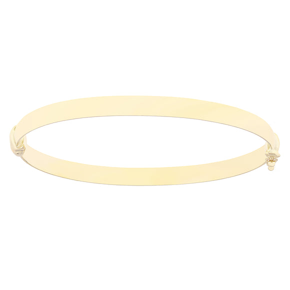 Italian 14k Yellow Gold Polished Rounded Hollow Bangle Bracelet 7