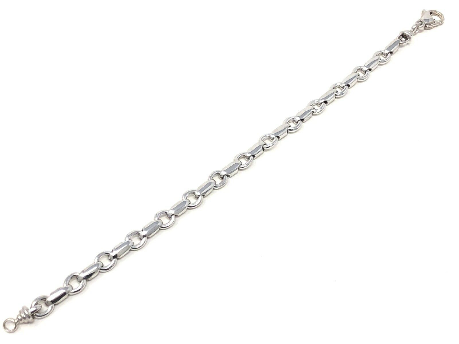 14k White Gold Handmade Fashion Link Bracelet 8" 6.3mm 17.7 grams - White,8"
