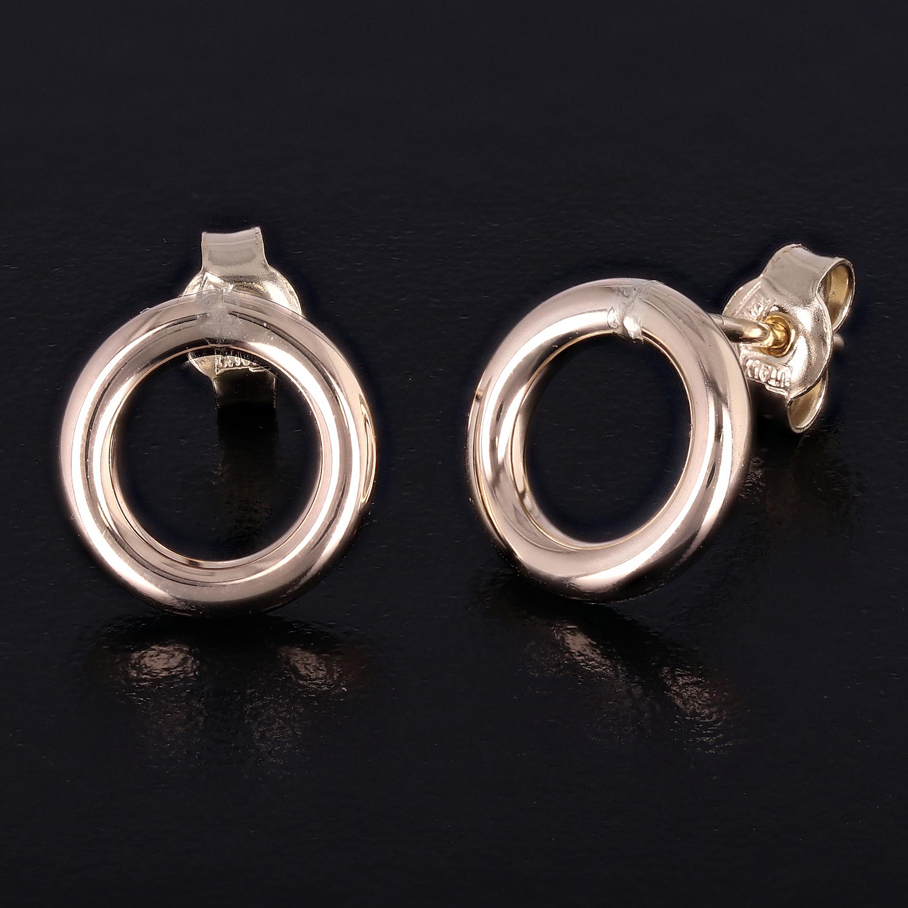 Italian 14k Yellow Gold High Polish Eternity Circle Stud Earrings 10mm 0.8 gram - 10 mm