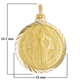 Italian 14k Yellow Gold Saint Benedict Religious Charm Pendant 1" 2.5 grams