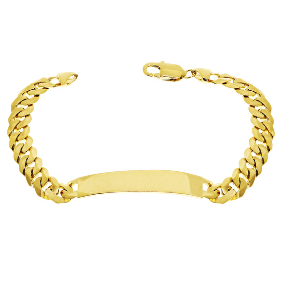 14k Yellow Gold Solid Curb Cuban Link Chain ID Bracelet 9