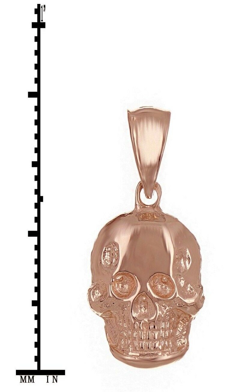 14k Rose Gold Solid Small Skull Charm Pendant 1.4 grams
