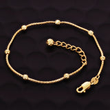 Italian 18k Yellow Gold Diamond Cut Chain Ball Bead Station Bracelet Adj. 6-7"