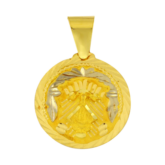 14k Yellow Gold Santo Nino Charm Pendant Round Medal 1.55