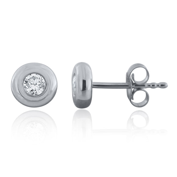 10k White Gold 1/5 cttw Round Diamond Stud Earrings