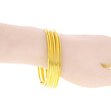 Italian 14k Yellow Gold Plain & Twisted 7 Days Bangle Bracelet Set 8" 13mm 10.8g