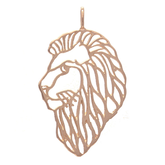14k Rose Gold Solid Lion Head Lion Face Charm Pendant 1.65
