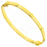 Italian 14k Yellow Gold Hollow Screw Design Bangle Bracelet 7" 4mm 4.4 grams