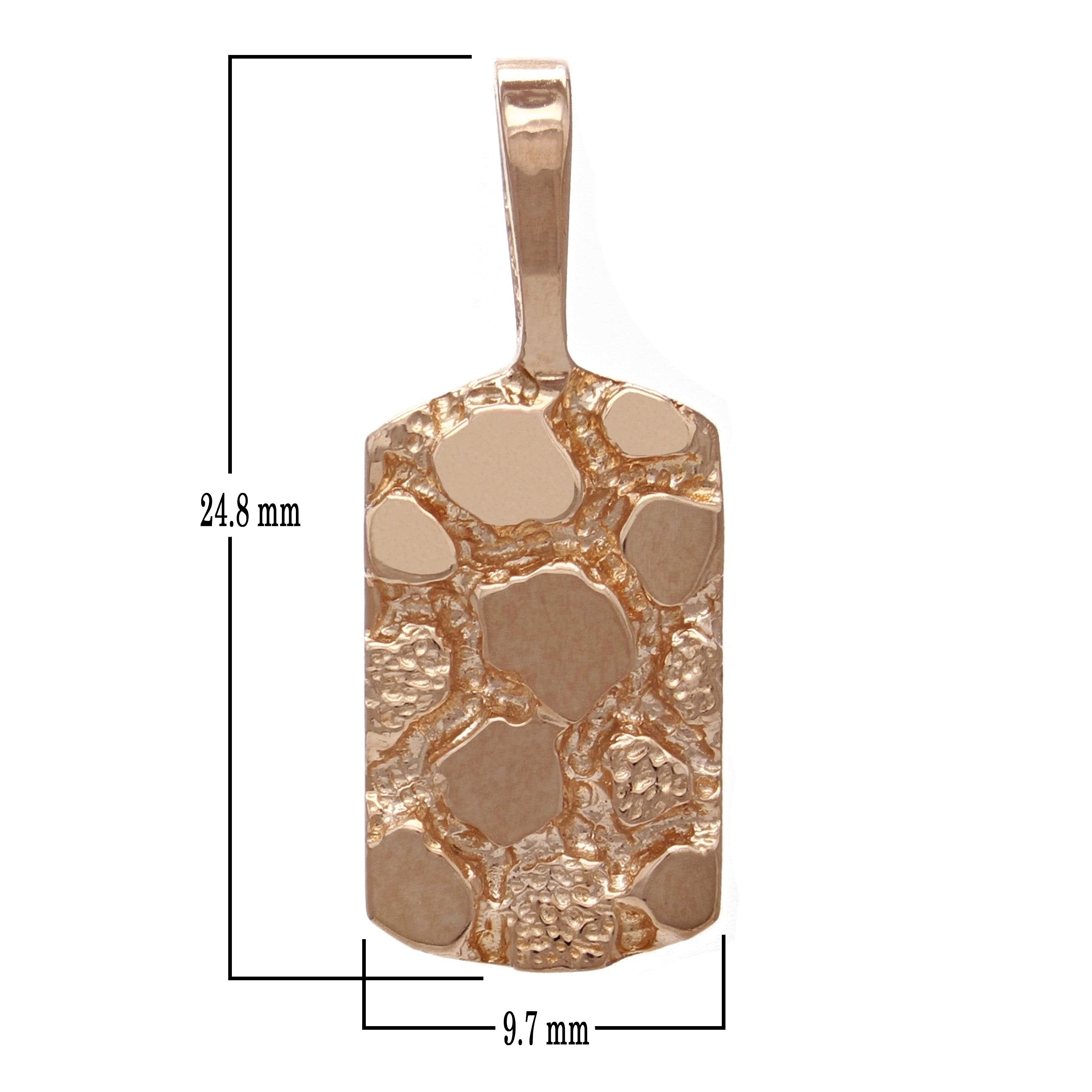 10k Rose Gold Rectangle Nugget Charm Pendant 24.8mm x 9.7mm 2 grams - Rose