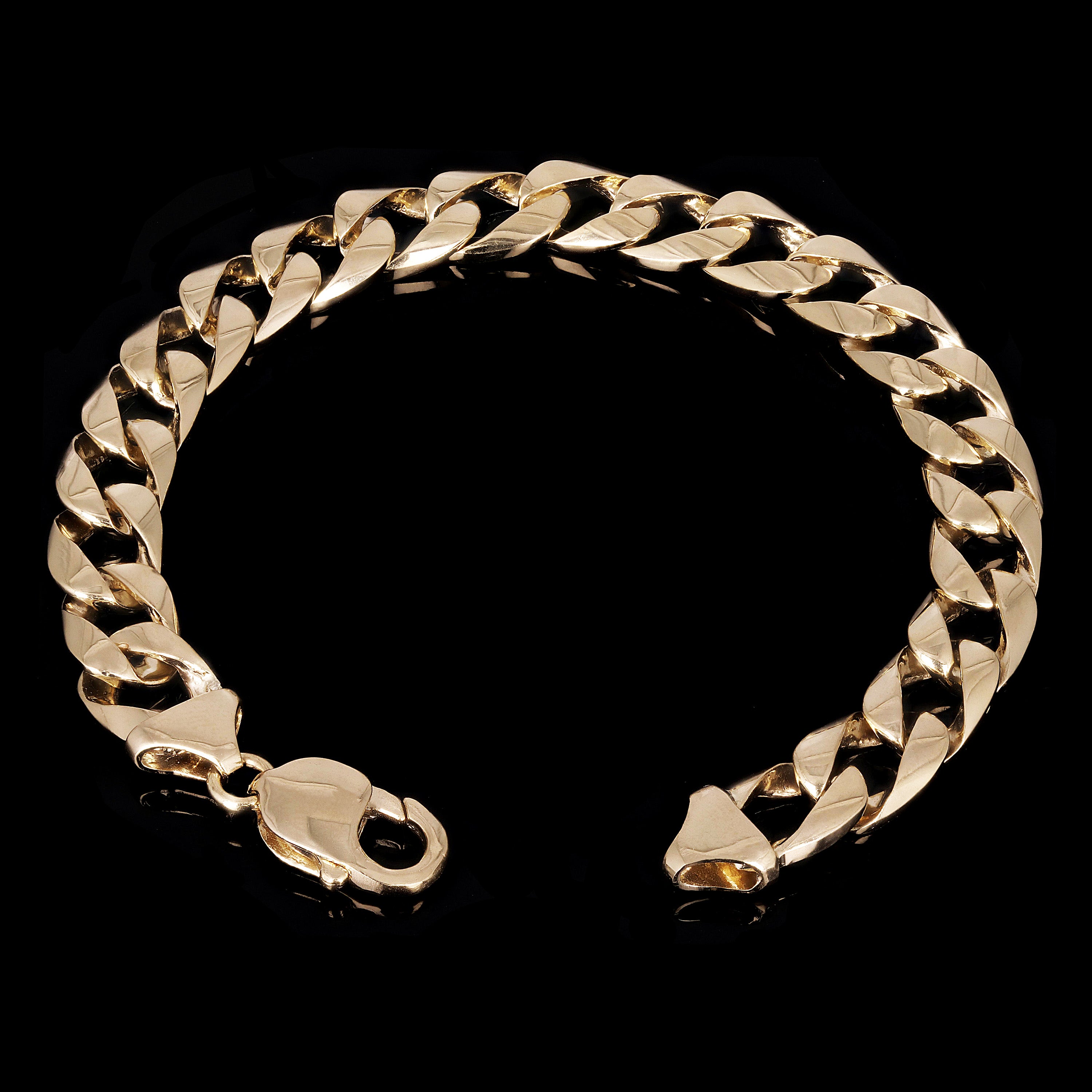 10k Yellow Gold Curb Link Chain Bracelet 7" 10mm 28.3 grams - 7"