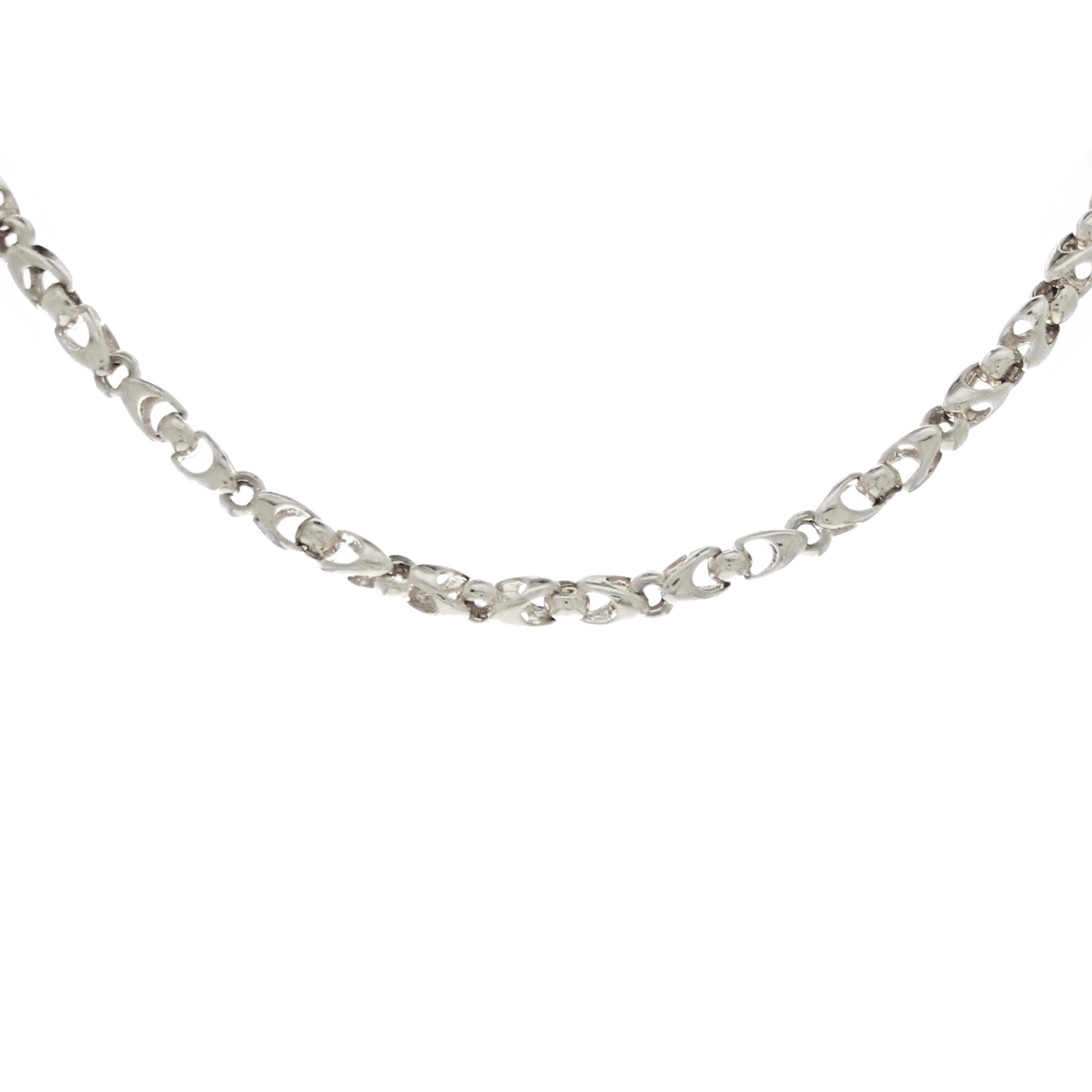 14k White Gold Handmade Fashion Link Necklace 28" 6.56mm 86.5grams - White,28"