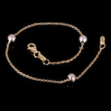 Italian 14k Yellow & White Gold Ball Bead Station Bracelet 7.5" 5mm 1.4 grams
