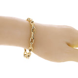 Italian 14k Yellow Gold Hollow Oval Link Anchor Chain Bracelet 7.75" 5.7mm 4.9g