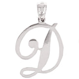 14k White Gold Initial Letter D Alphabet Charm Pendant - Letter D,White