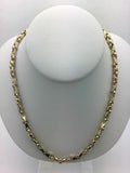 10k Yellow & White Gold Handmade Fashion Link Necklace 24" 5mm 46.5 grams - Yellow and White,24"