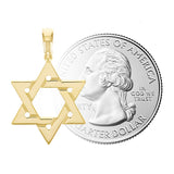 Italian 14k Yellow Gold Star of David Charm Pendant 1" 1.9 grams