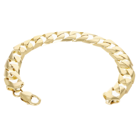 14K Yellow Gold Square Curb Cuban Link Chain Bracelet 7