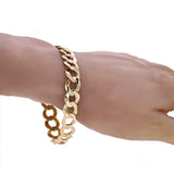 Men's 14k Solid Yellow Gold Flat Cuban Link Chain Bracelet 7" 11.5mm- 20 grams