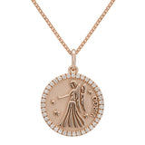 14k Rose Gold  Diamond Zodiac Sign Virgo Pendant Necklace 18" - Virgo,Rose
