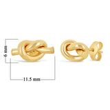 Italian 14k Yellow Gold Bright Shine Pretzel Love Knot Tubular Stud Earrings - Yellow,Small