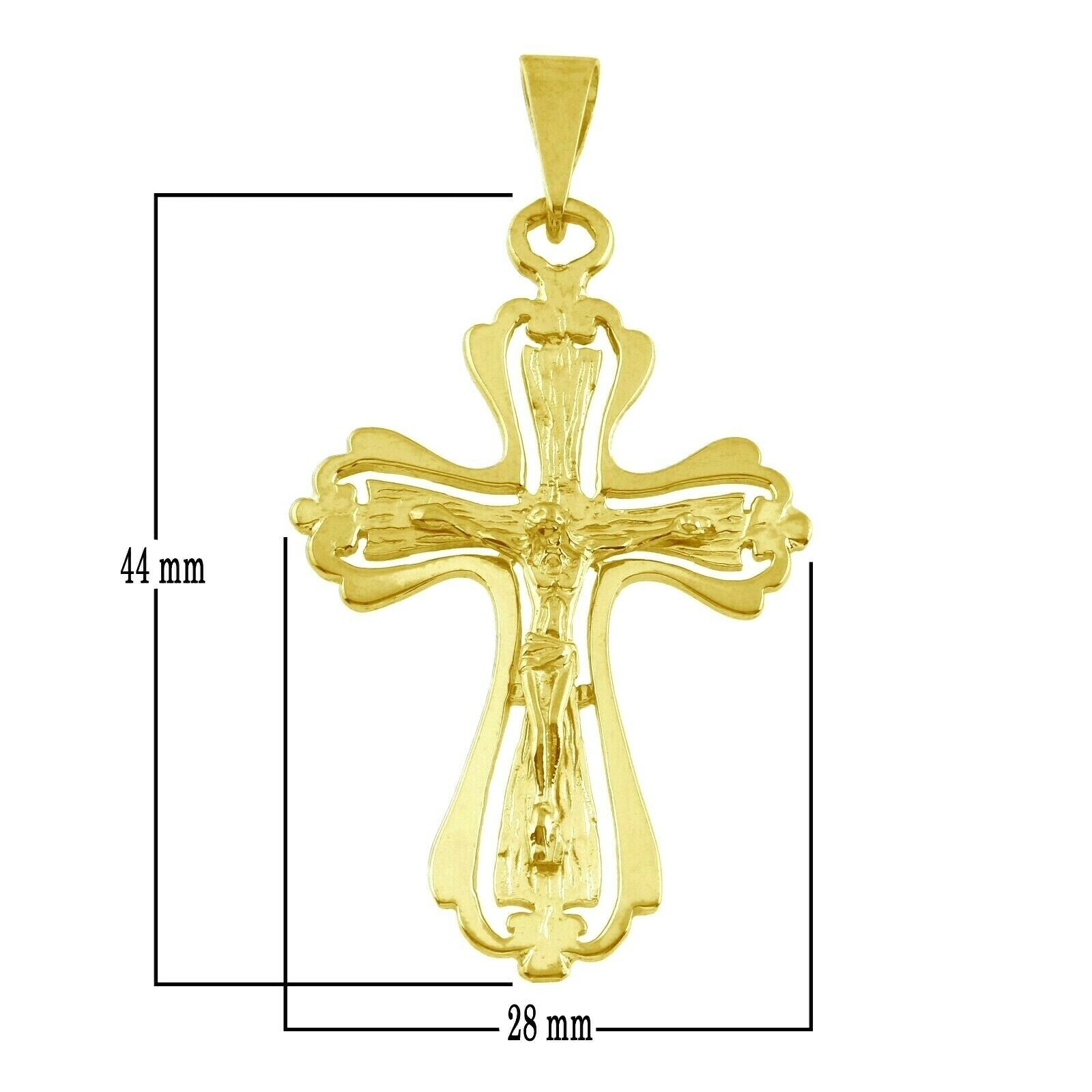 14k Yellow Gold Jesus Christ Crucifix Cross Charm Pendant 2" 5.2 grams - Yellow