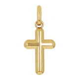 14k Yellow Gold Solid High Polish 3D Puffy Cross Charm Pendant 1" 3.8 grams
