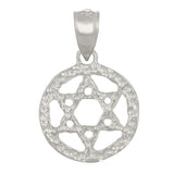 14k White Gold Solid Jewish Star of David Charm Pendant 1.2g - White