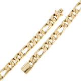 Women's Italian 14k Yellow Gold Hollow Figaro Chain Bracelet 7.5" 9.1mm 13.1g