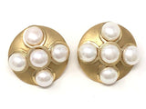 14k Yellow Gold Vintage Big Round Fresh Water Pearl Stud Earrings 11.7g