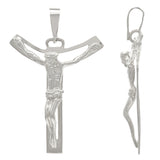 14k White Gold Jesus Crucifix Cross Religious Charm Pendant 3.5 grams - White