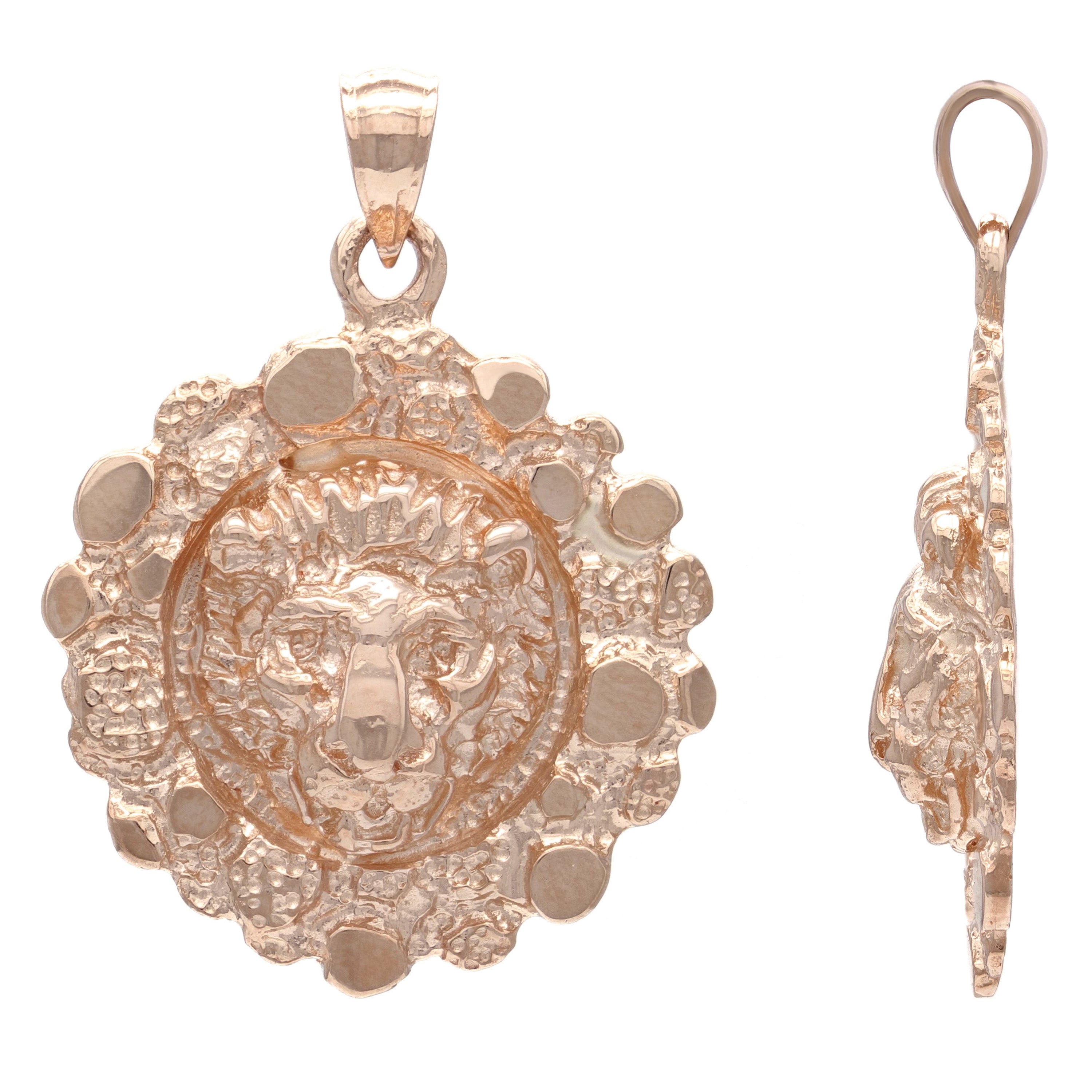 14k Rose Gold Nugget Lion Face Lion Charm Pendant 6.7 grams