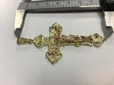 10k Two Tone Gold Jesus Christ INRI Filigree Crucifix CROSS Pendant 2.6" 9.9g
